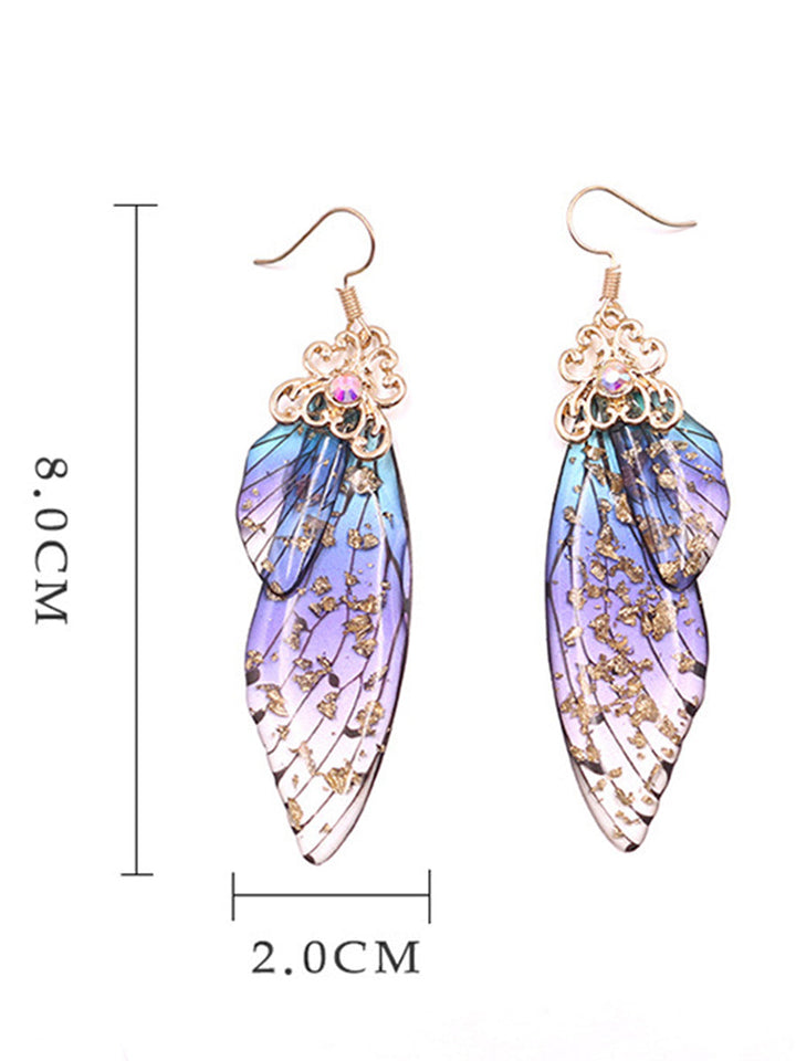 Butterfly Wing Blue Rhinestone Cicada Wing Crystal Eareringe