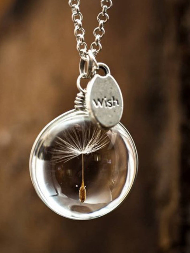 Pendentif réversible en cristal Dandelion Time Stone Necklace