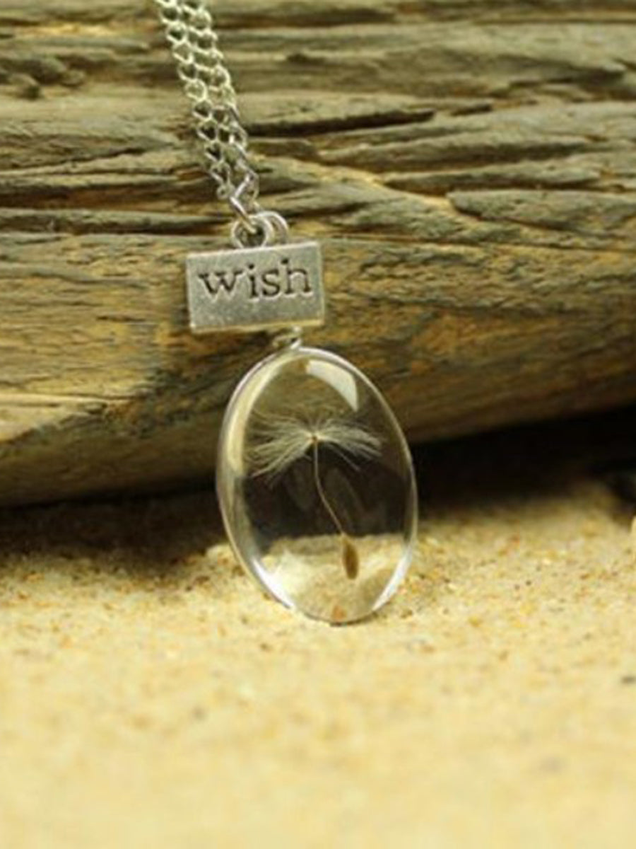 Pendentif réversible en cristal Dandelion Time Stone Necklace