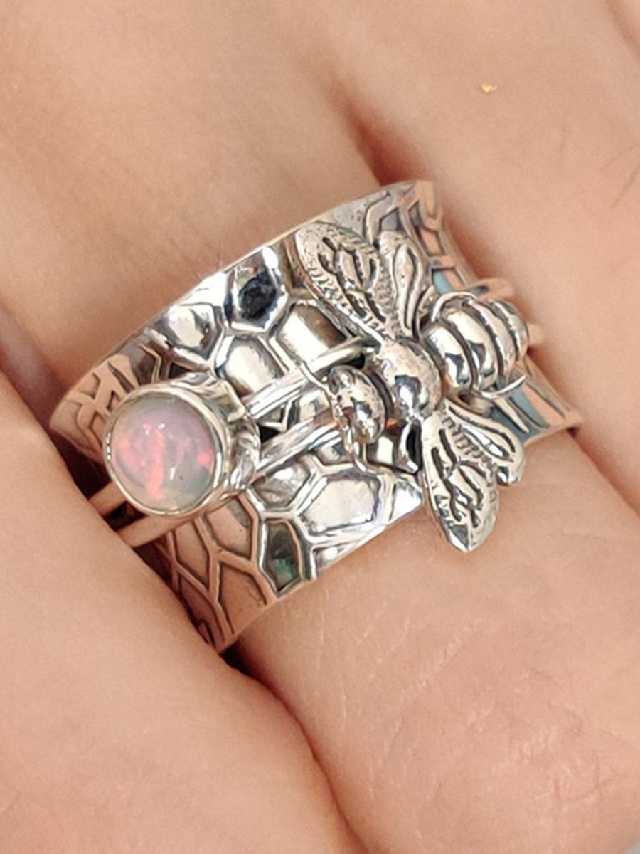 Wasserwellen Muster Biene Protein Stein Boho Ring