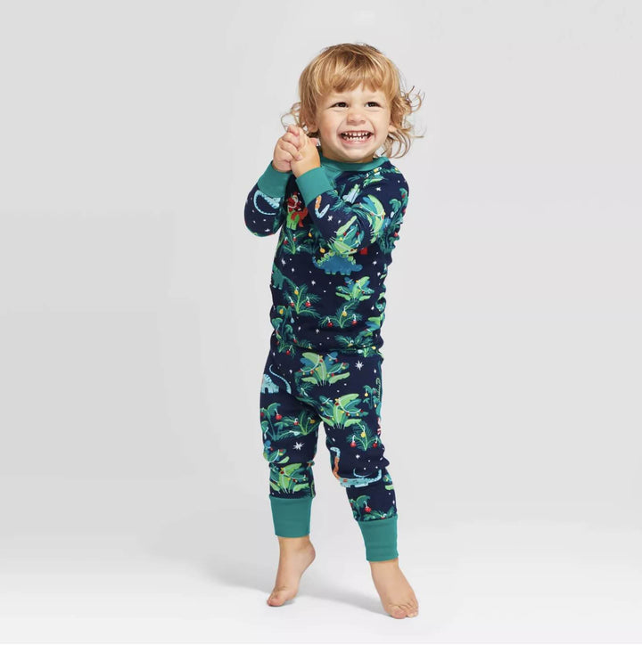 Joulu Dinosaurus kuvioitu perhe Matching Pyjamasarjat (lemmikkikoira vaatteet)