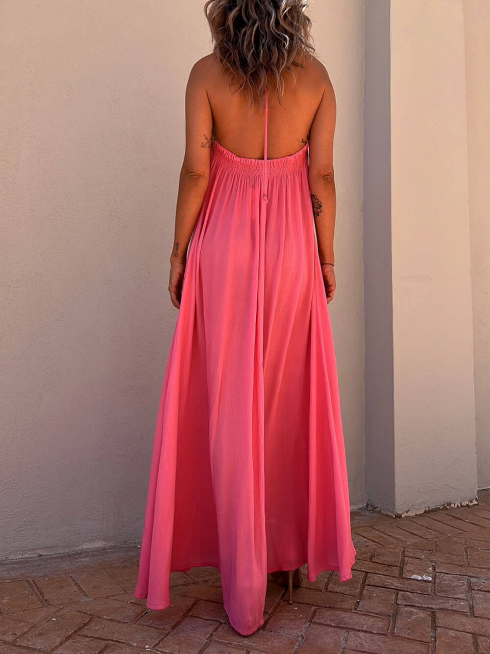 Robe Maxi Resort décontractée à col licou