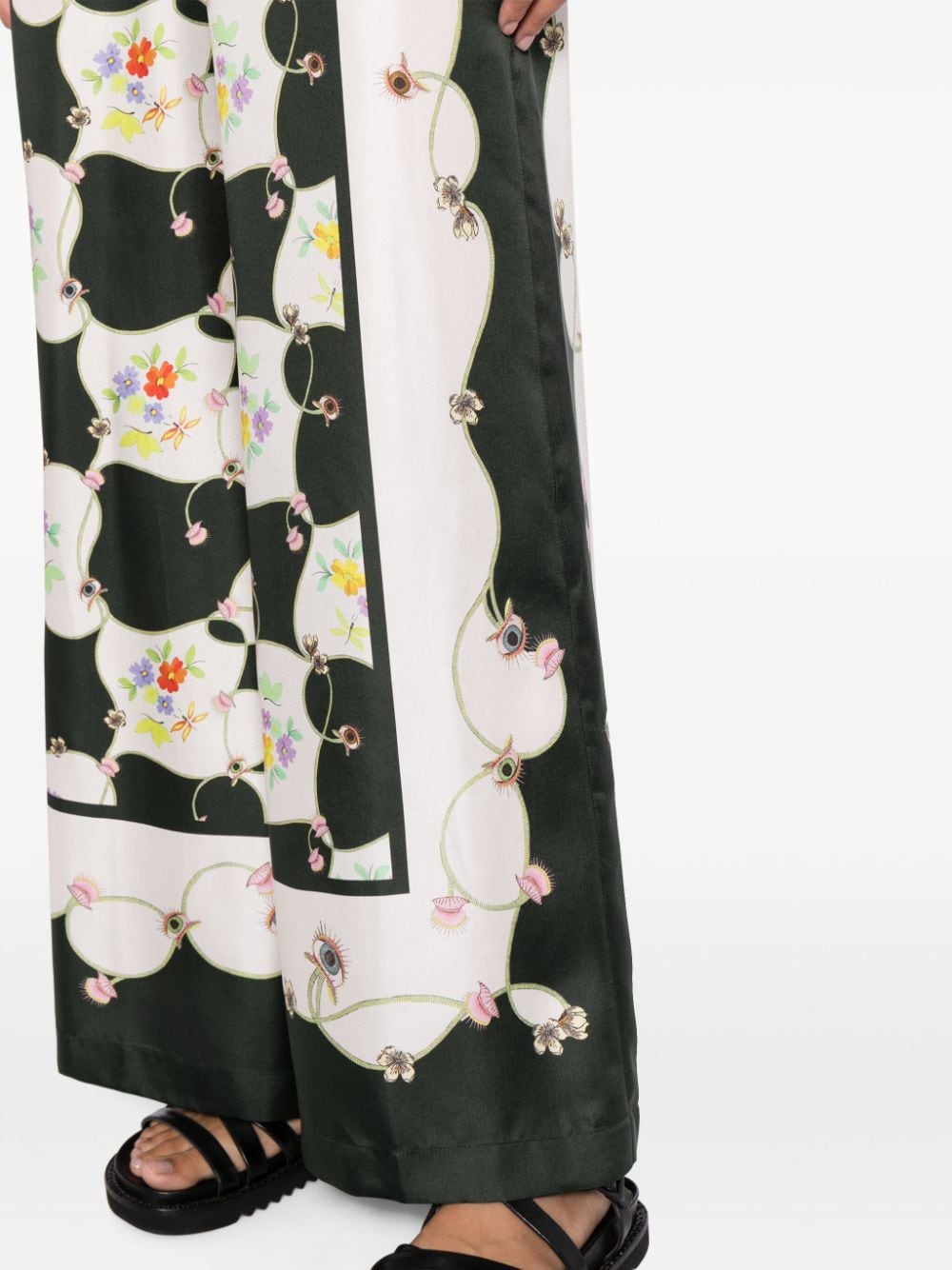 Calças de sarja com estampado floral