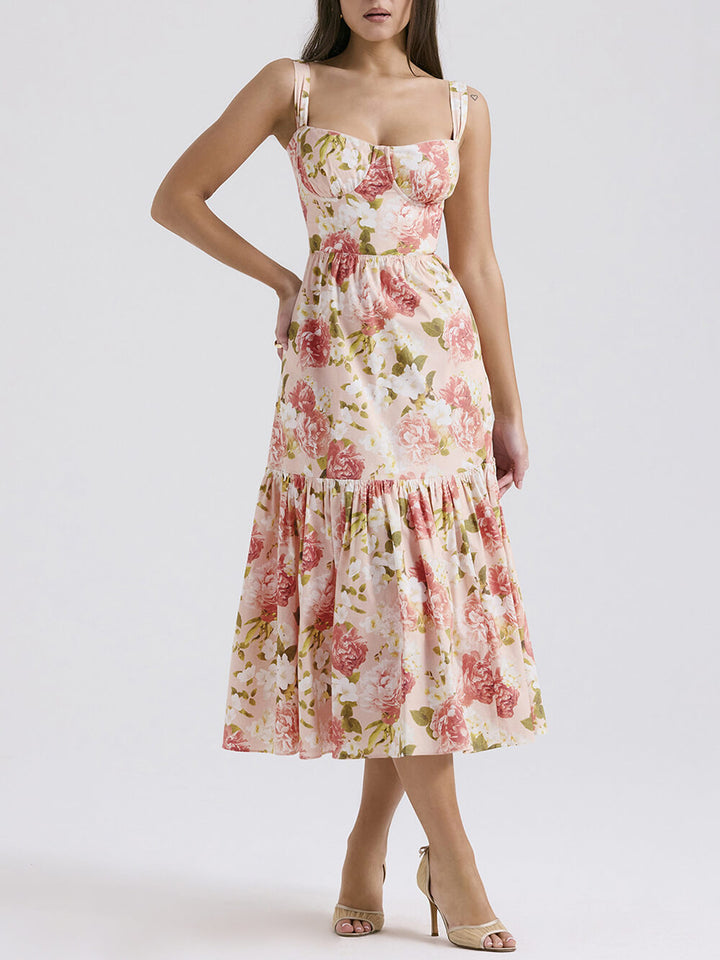 Dulce Spicy Style Floral Backless Midi Rochii