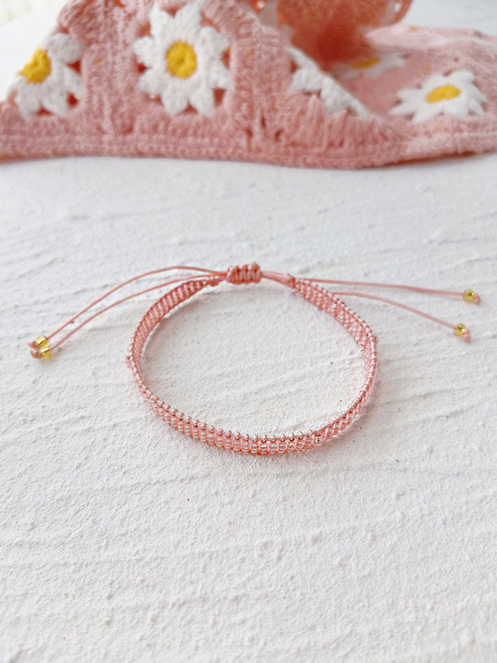 Pulsera ajustable de cordón con cuentas Fantasía rosa