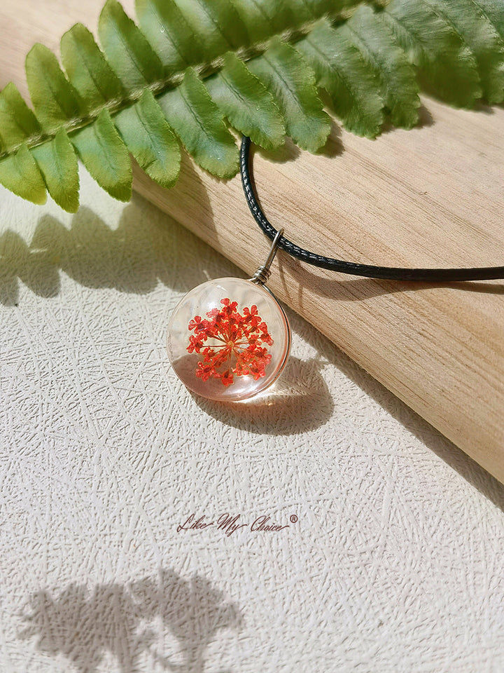 Baby Breath Stained Glass Botanical  Necklace