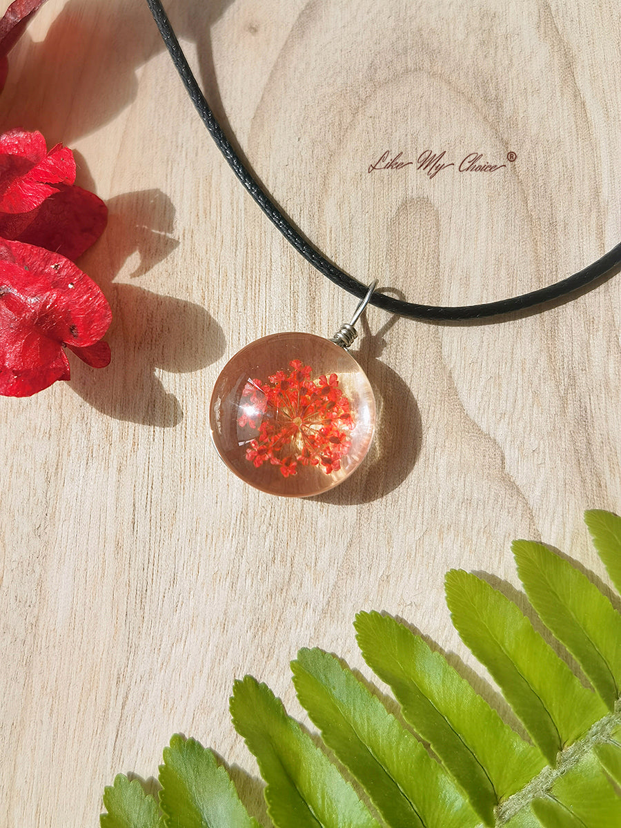 Collier botanique en verre teinté Baby Breath