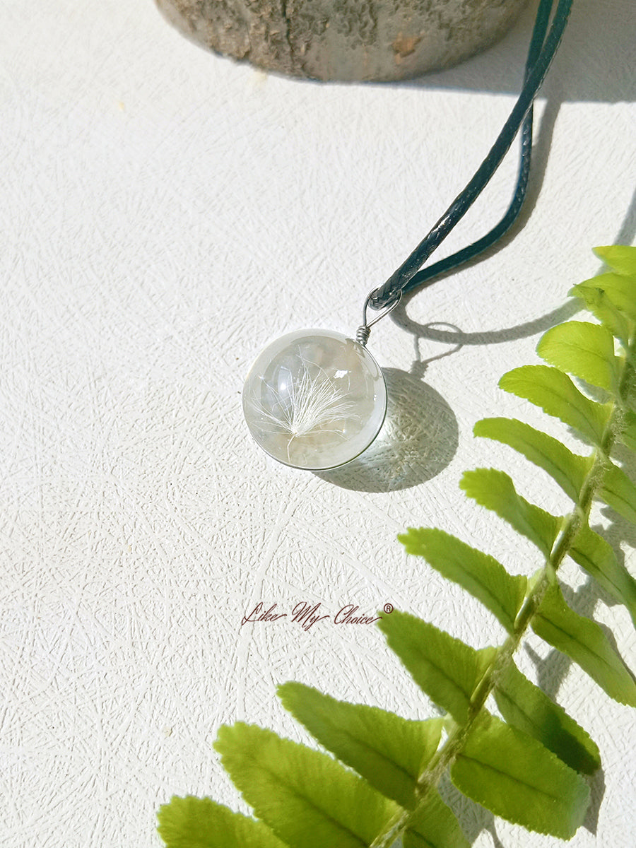 Kalung Liontin Bola Kristal Dandelion