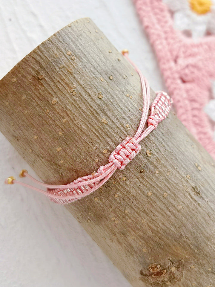 Pulsera ajustable de cordón con cuentas Fantasía rosa