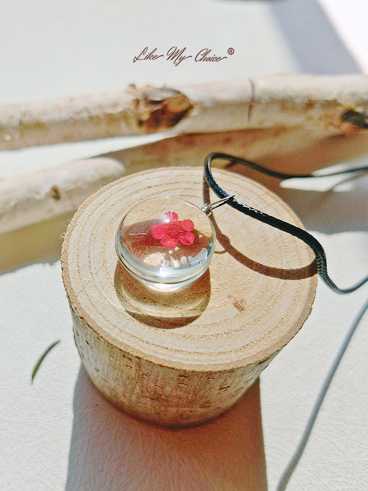 Peach Blossom Full Moon Oval Pendant Necklace