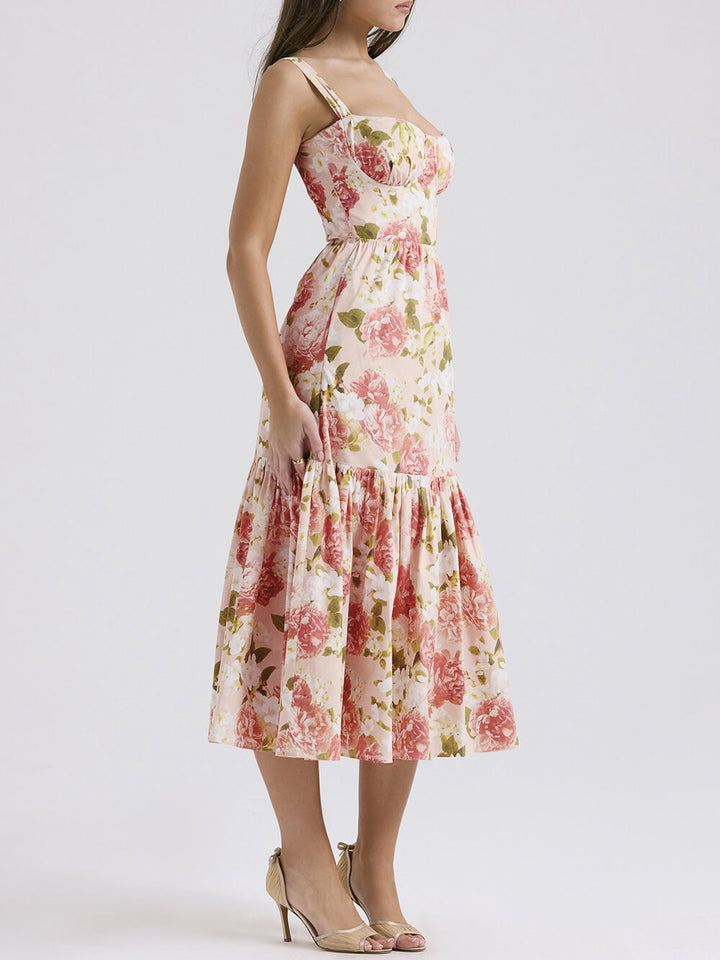 Dulce Spicy Style Floral Backless Midi Rochii