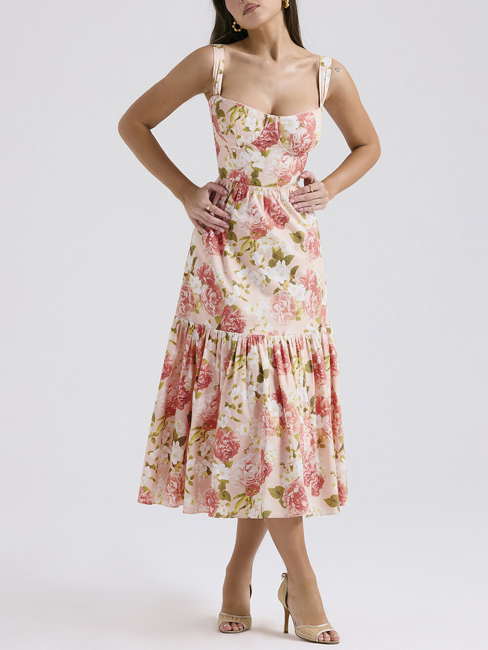 Dulce Spicy Style Floral Backless Midi Rochii