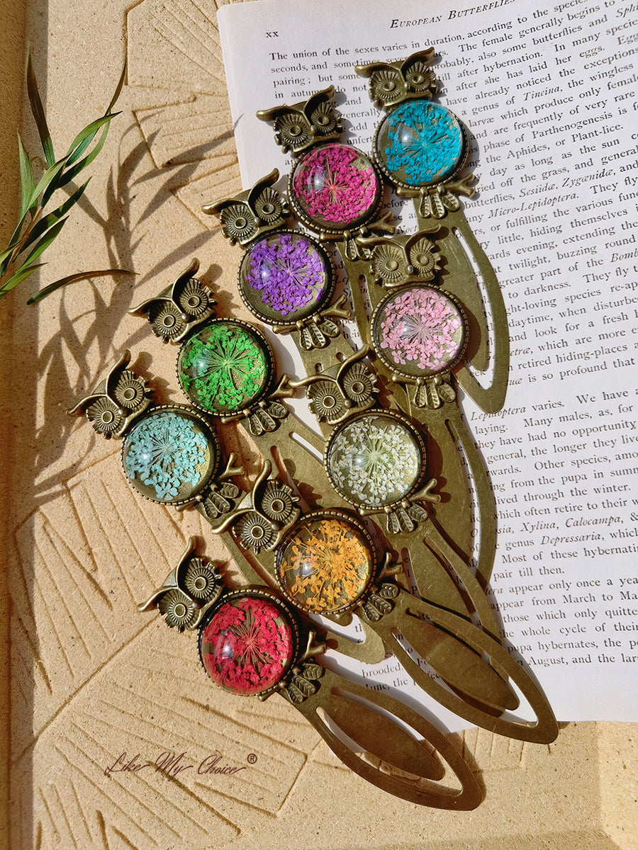 Queen Anne dantelă florale bufniță bronz Bookmark