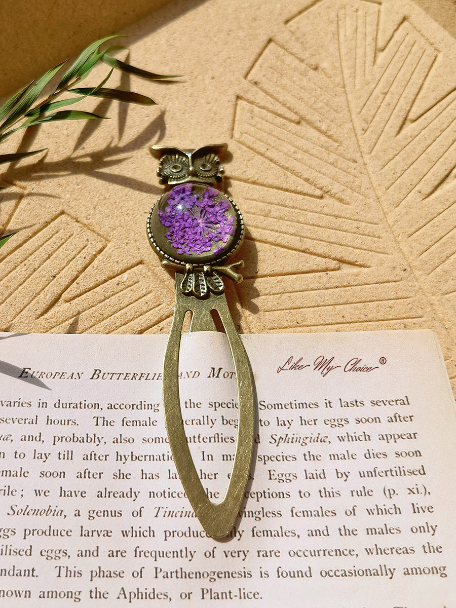 Queen Anne dantelă florale bufniță bronz Bookmark