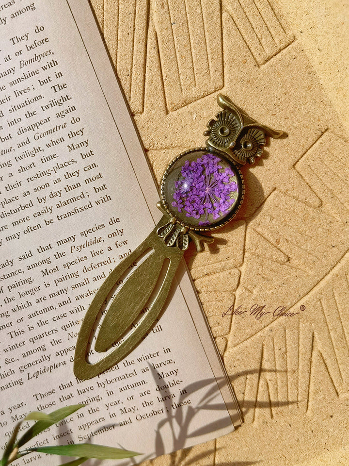 Queen Anne dantelă florale bufniță bronz Bookmark