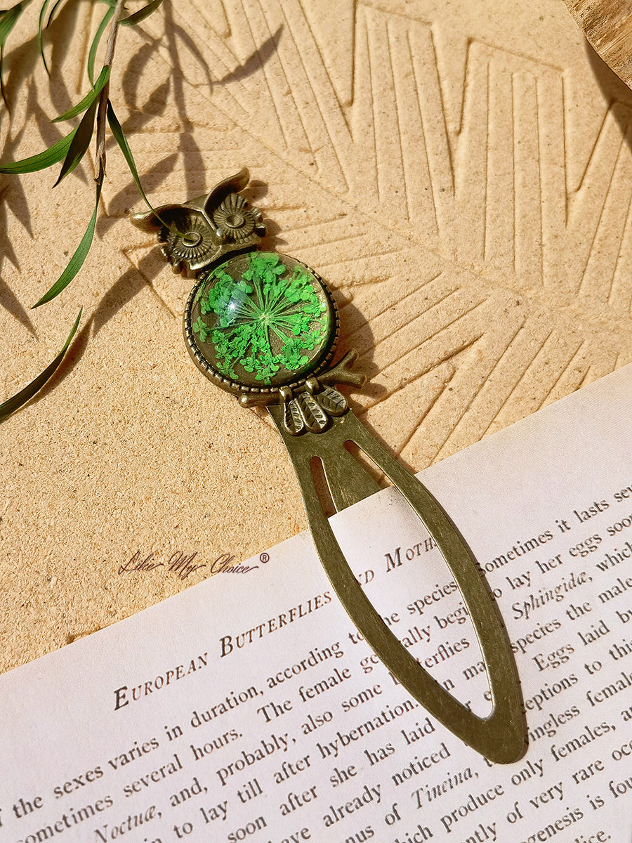 Queen Anne dantelă florale bufniță bronz Bookmark