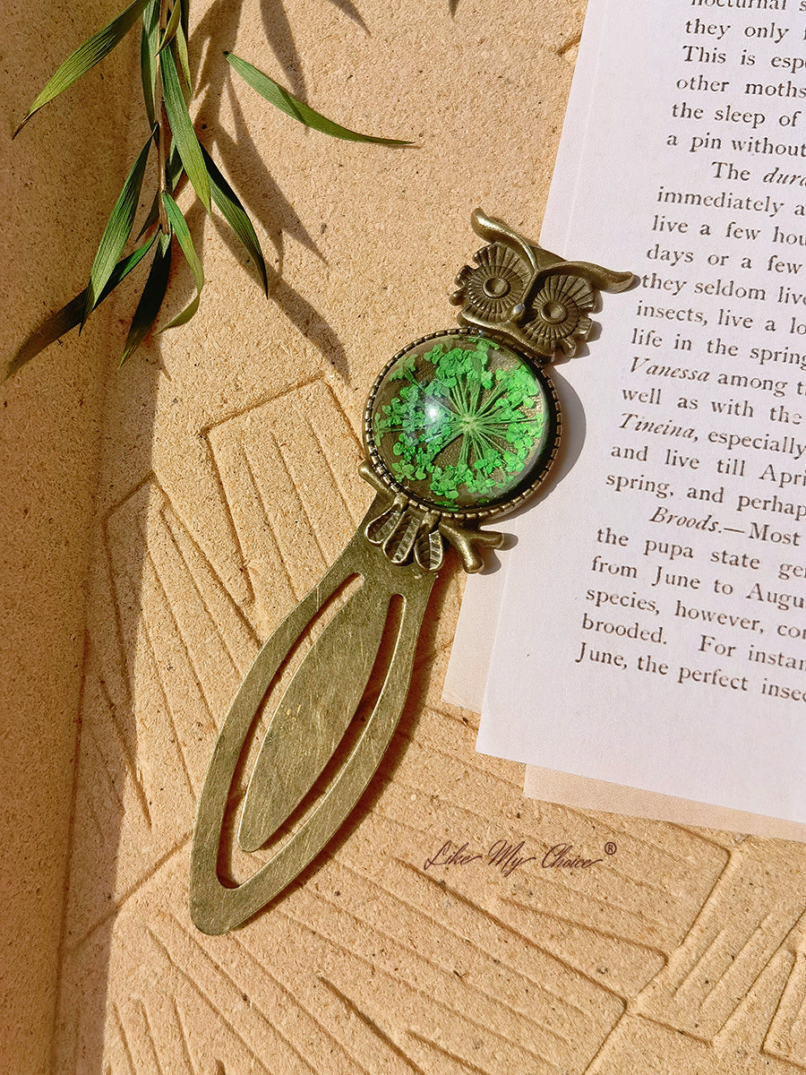 Queen Anne dantelă florale bufniță bronz Bookmark