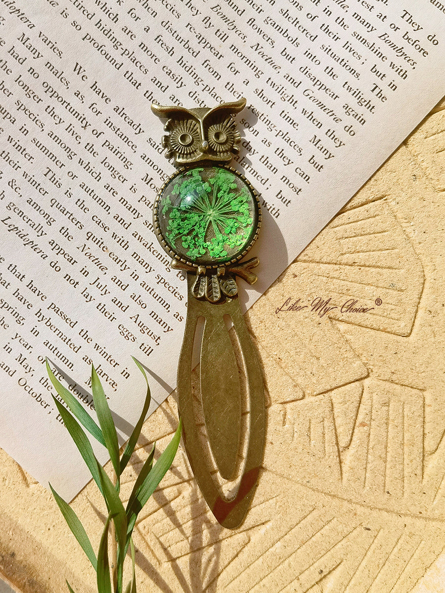 Queen Anne dantelă florale bufniță bronz Bookmark