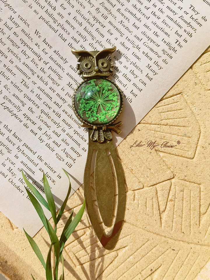 Queen Anne dantelă florale bufniță bronz Bookmark