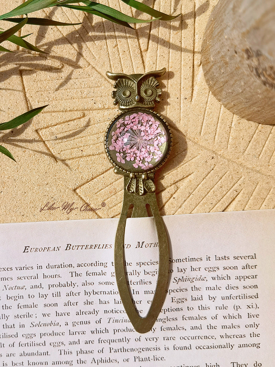 Queen Anne dantelă florale bufniță bronz Bookmark