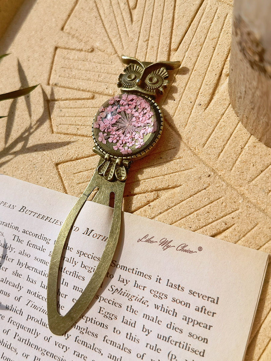 Queen Anne dantelă florale bufniță bronz Bookmark