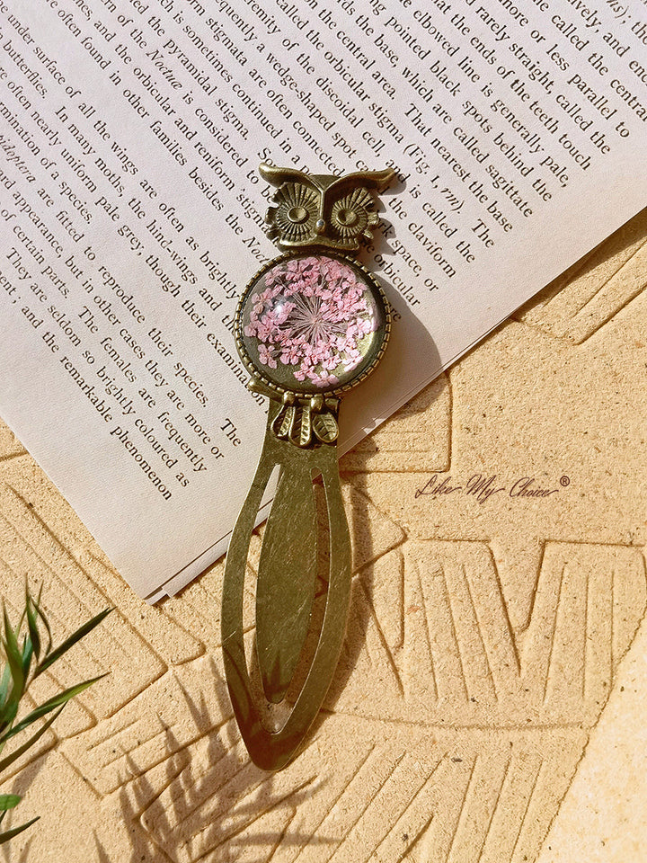 Queen Anne dantelă florale bufniță bronz Bookmark