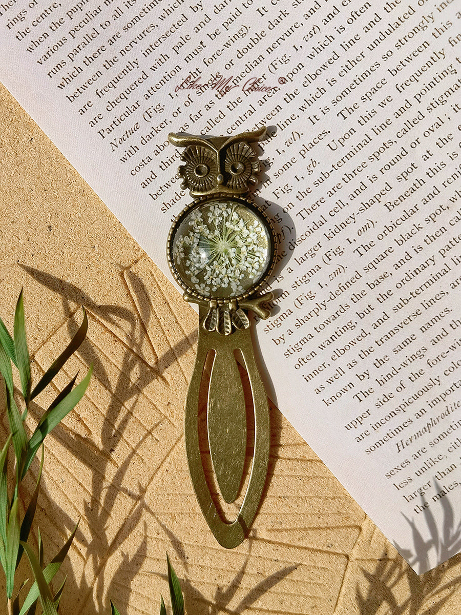 Queen Anne dantelă florale bufniță bronz Bookmark