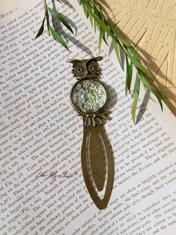 Queen Anne dantelă florale bufniță bronz Bookmark