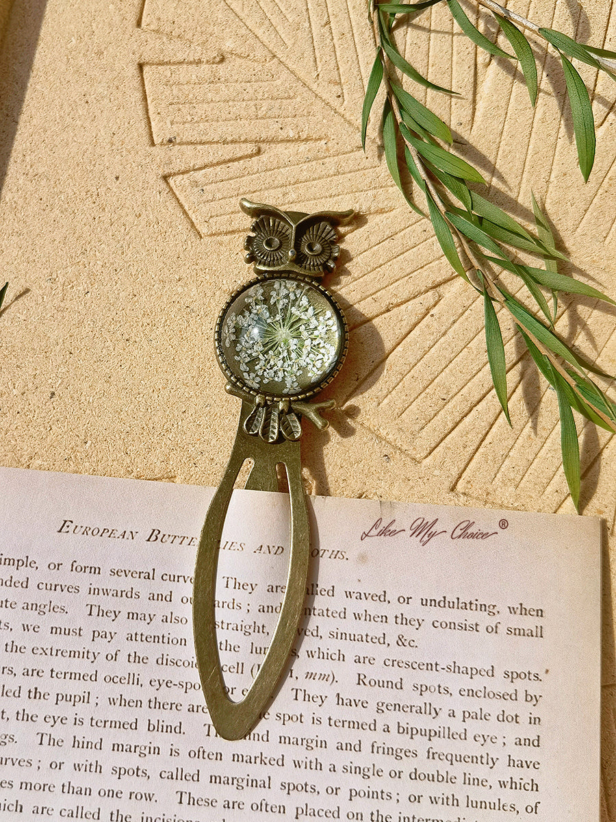 Queen Anne dantelă florale bufniță bronz Bookmark