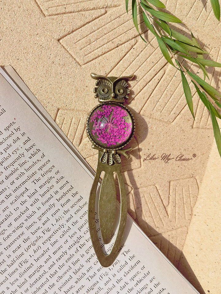 Queen Anne dantelă florale bufniță bronz Bookmark