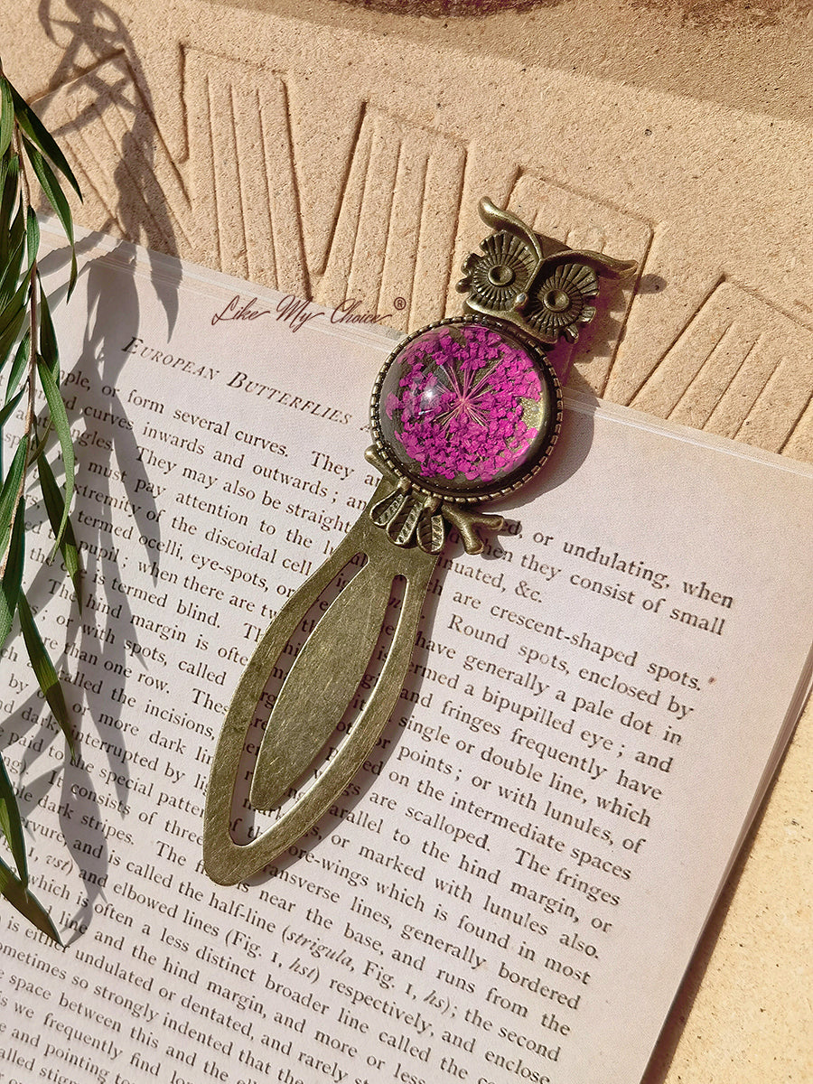 Queen Anne dantelă florale bufniță bronz Bookmark