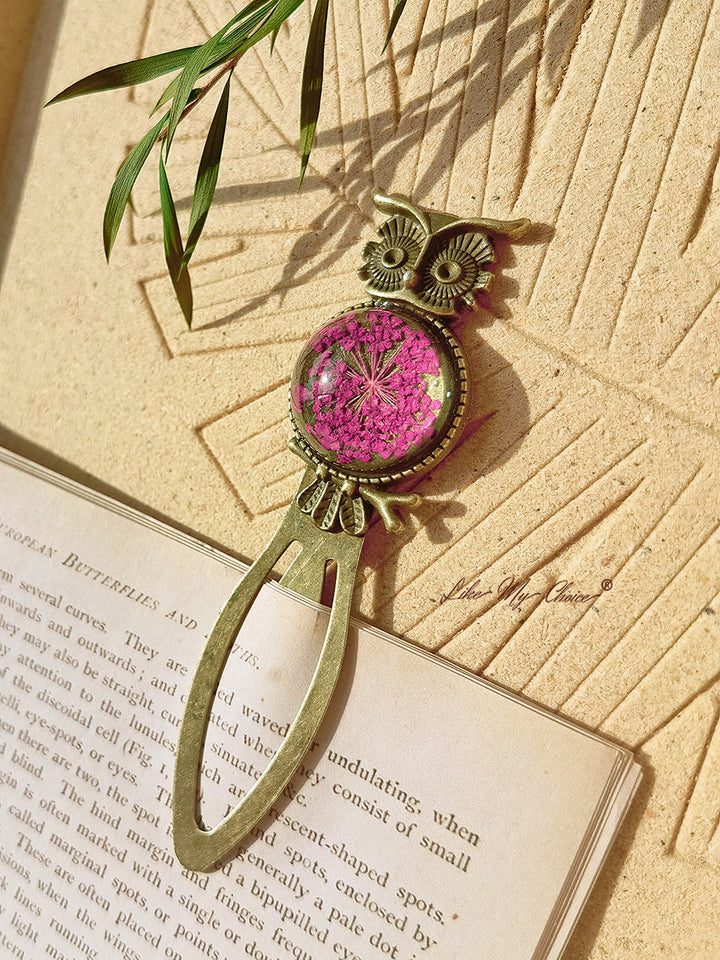 Queen Anne dantelă florale bufniță bronz Bookmark