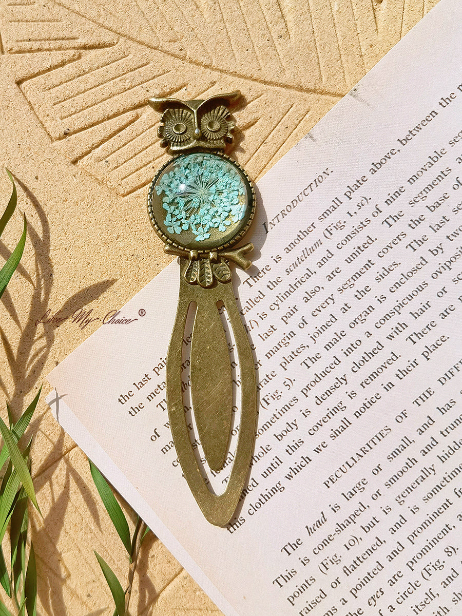 Queen Anne dantelă florale bufniță bronz Bookmark