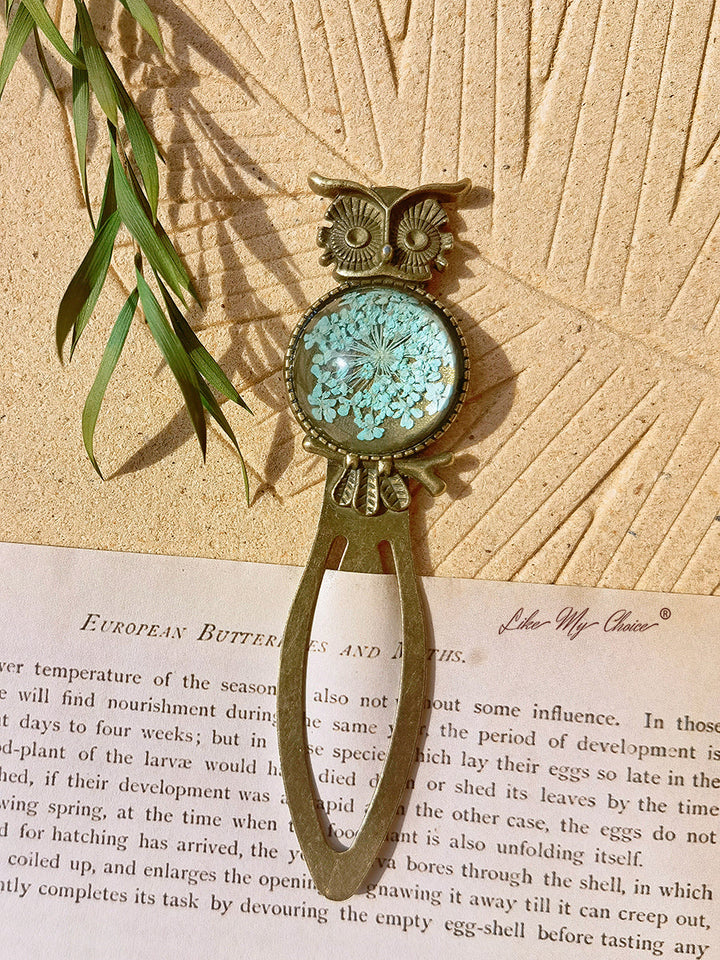 Queen Anne dantelă florale bufniță bronz Bookmark