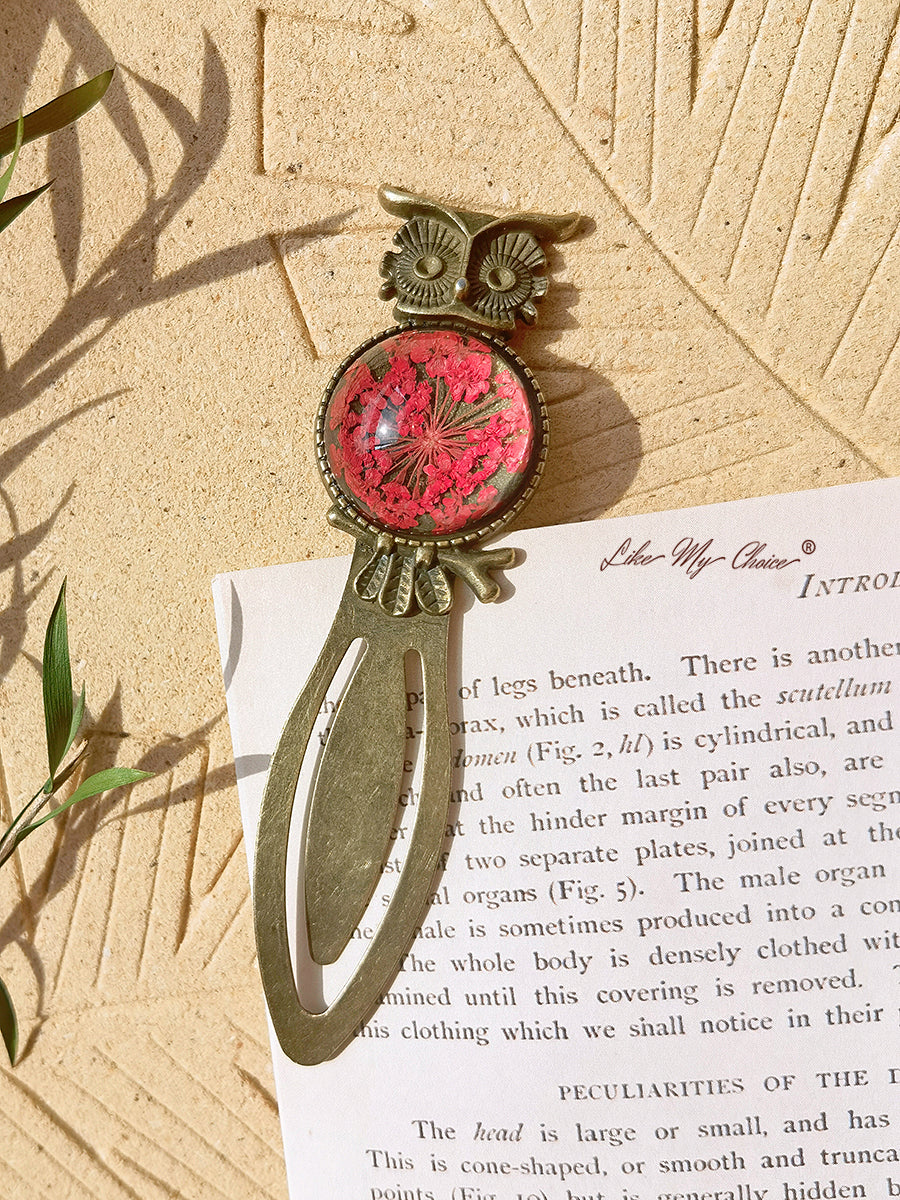 Queen Anne dantelă florale bufniță bronz Bookmark