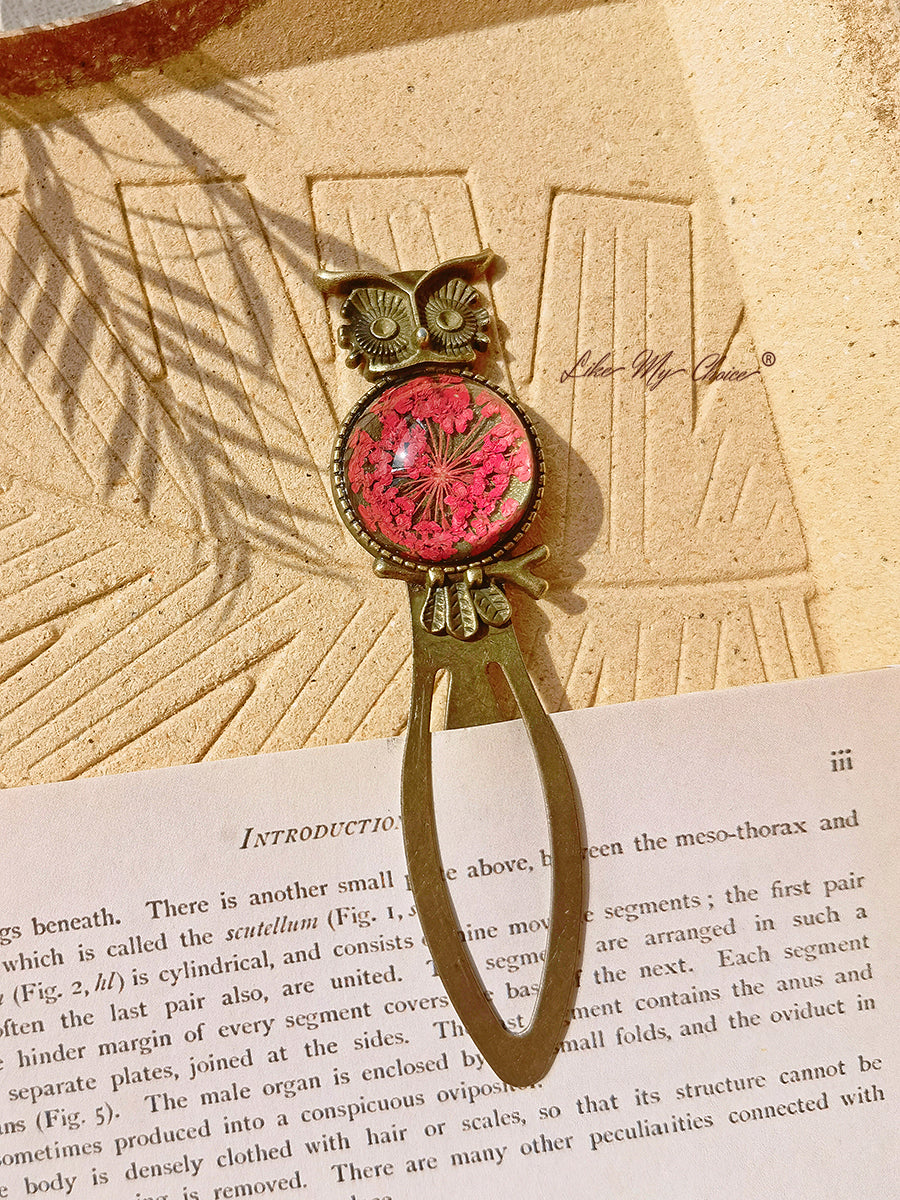 Queen Anne dantelă florale bufniță bronz Bookmark