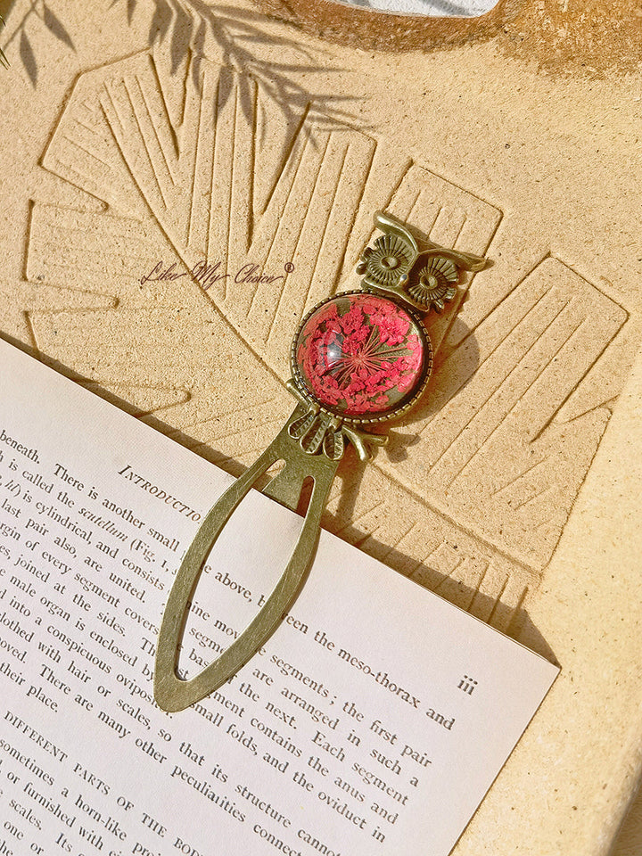 Queen Anne dantelă florale bufniță bronz Bookmark