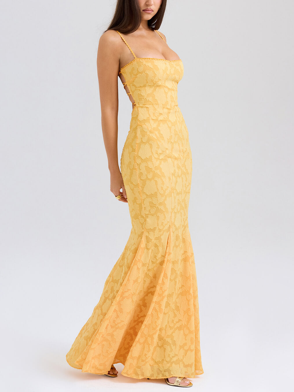 Elegant Jacquard Sexy Sling Fishtail Maxi rochie