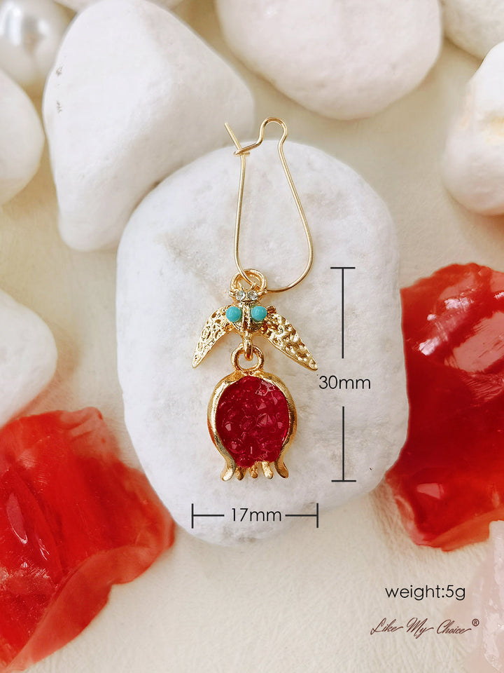 Pomegranate Design Turkish Gold Earrings