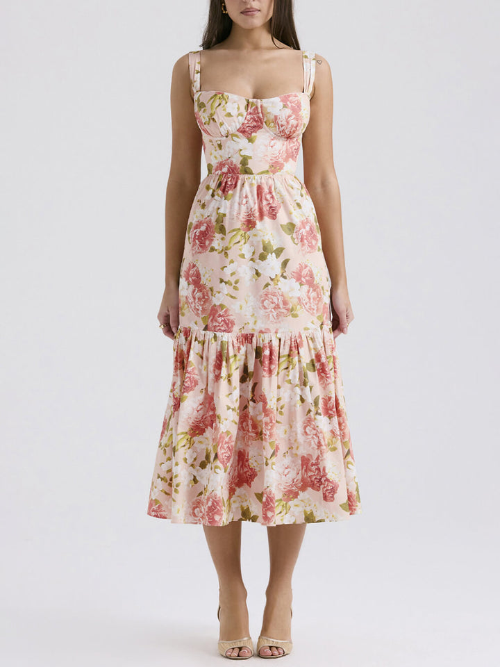 Dulce Spicy Style Floral Backless Midi Rochii