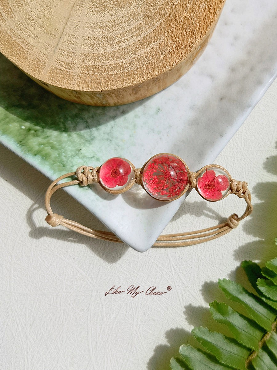 Cherry Blossom Gemstone sticlă capac Charms reglabil frânghie Strand Bangle brățară