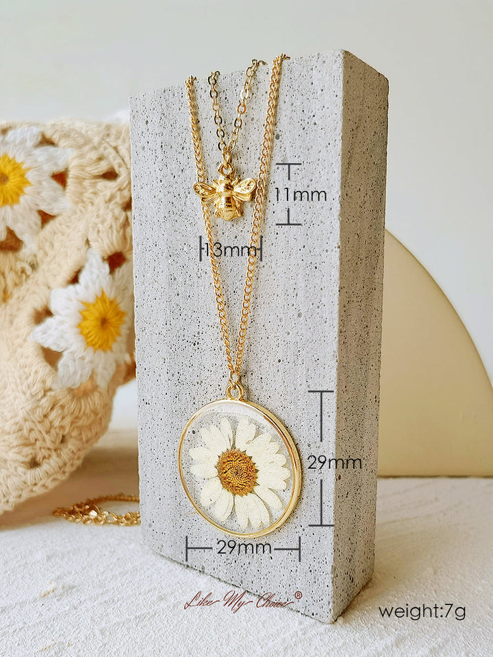 Colar de flores prensadas - Natural Daisy&Bee