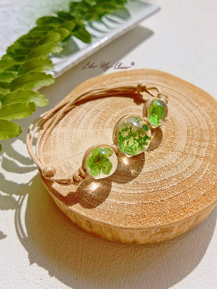 Cherry Blossom Gemstone sticlă capac Charms reglabil frânghie Strand Bangle brățară