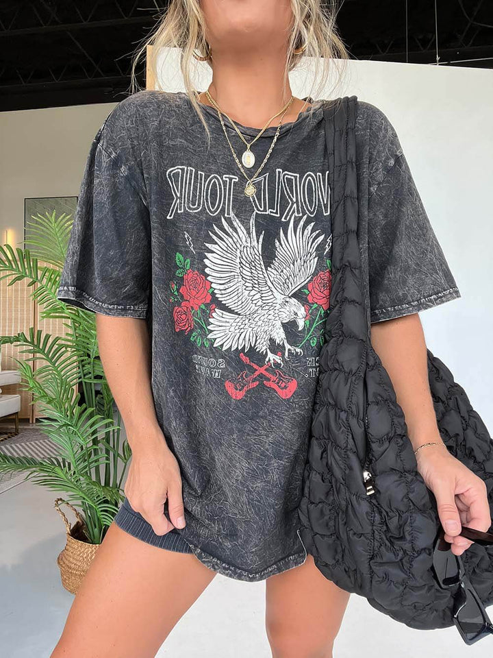 Popular Rock & Roses Oversized Graphic Tee