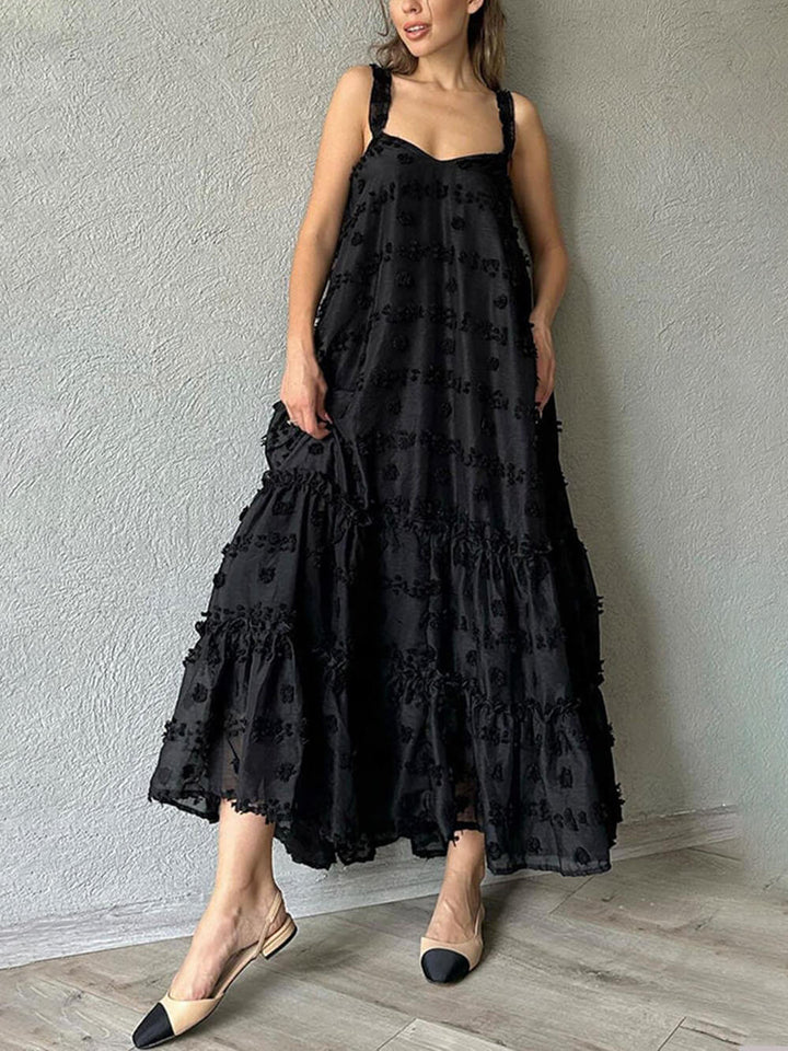 Όμορφο λουλούδι Decor A-Line Layered Loose Maxi φόρεμα