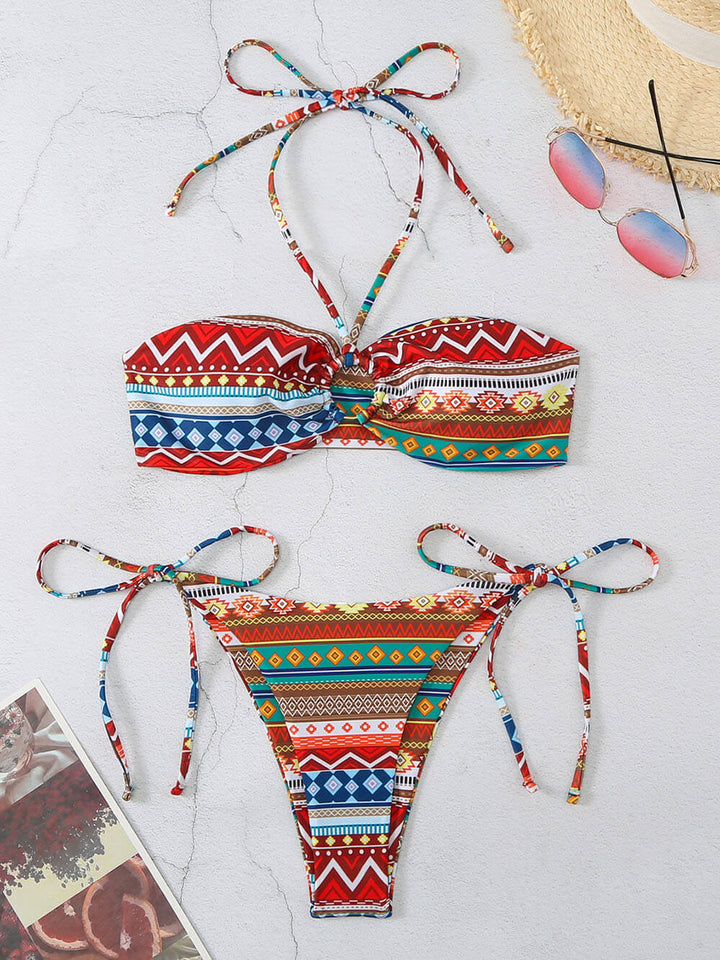 Set bikini a blocchi di diamanti stampati