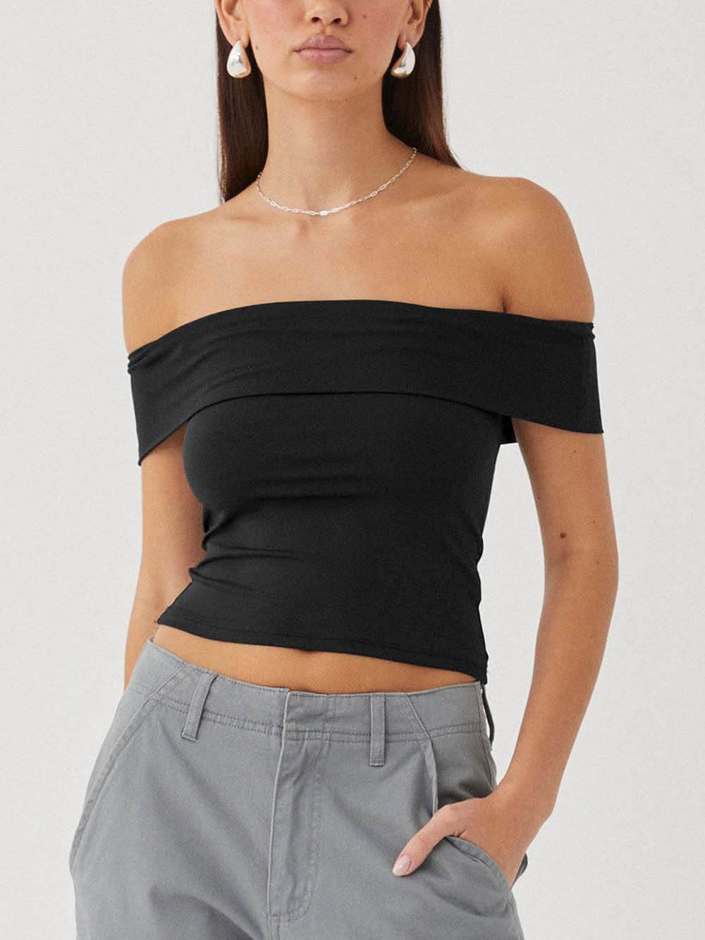 Atasan Tube-Top Off-Shoulder yang Seksi