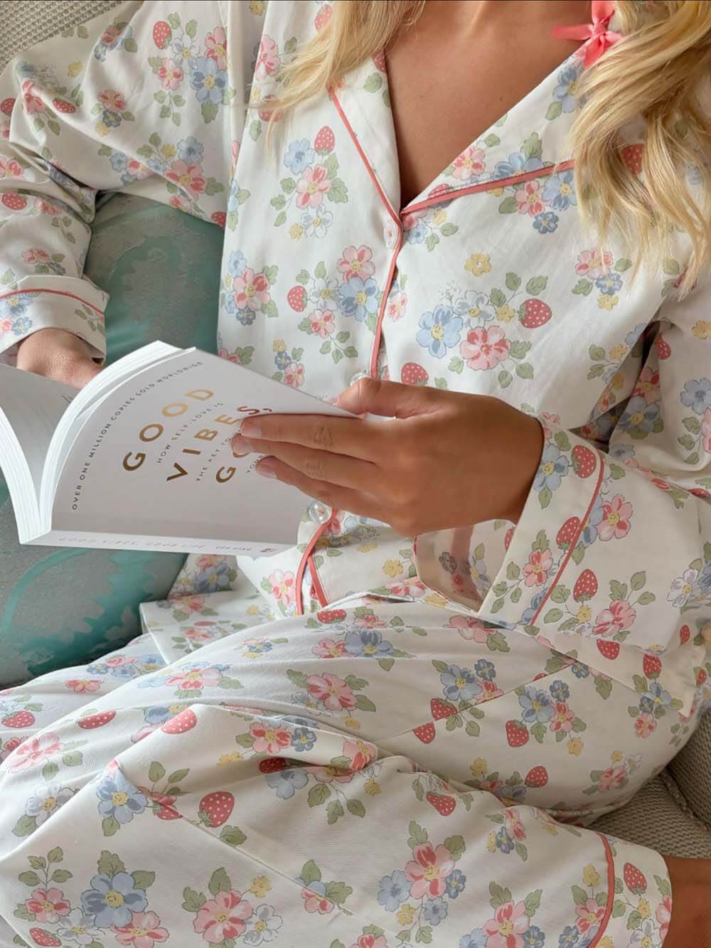 Strawberry Print Sweetheart Pajama Set