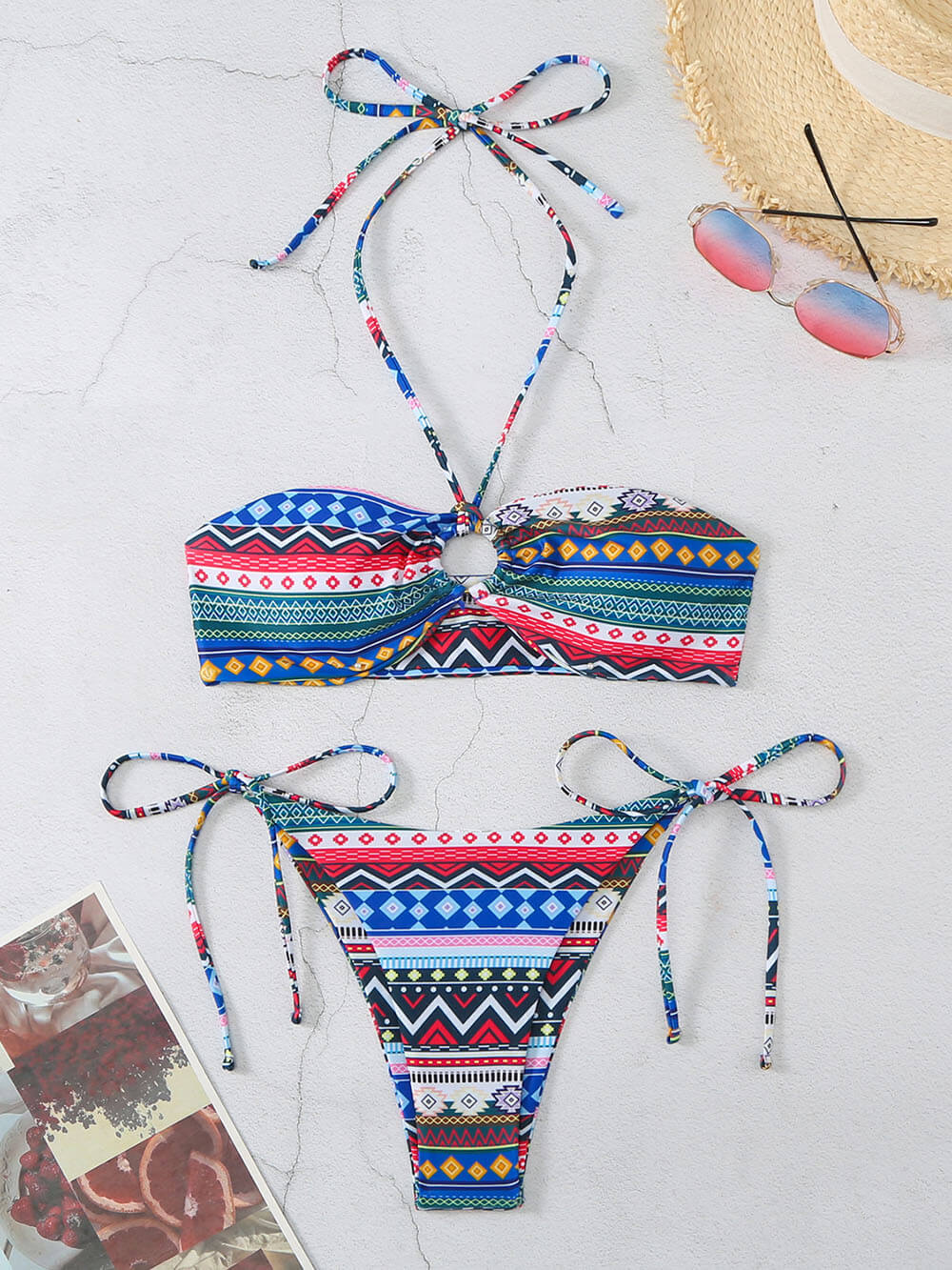 Ensemble de bikinis imprimé avec blocs de diamants