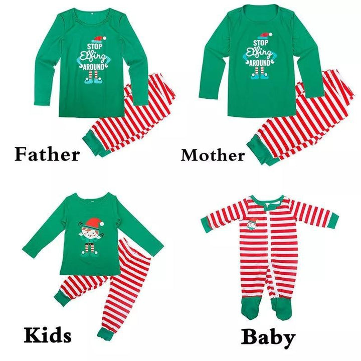 Vánoční pyžamo ELF Print Striped Family Matching Pyžamo Set